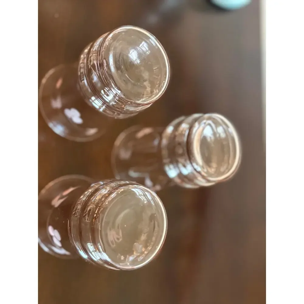 Vintage MacBeth-Evans Pink Leaf Etch Juice Glasses Set of 3 Depression Glass